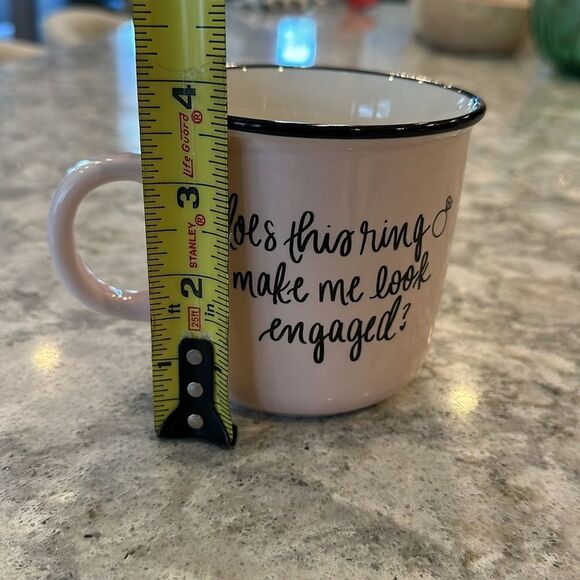 ✨ Light Pink Coffee Mug - “Does This Ring Make Me Look Engaged?” - Picture 4 of 5